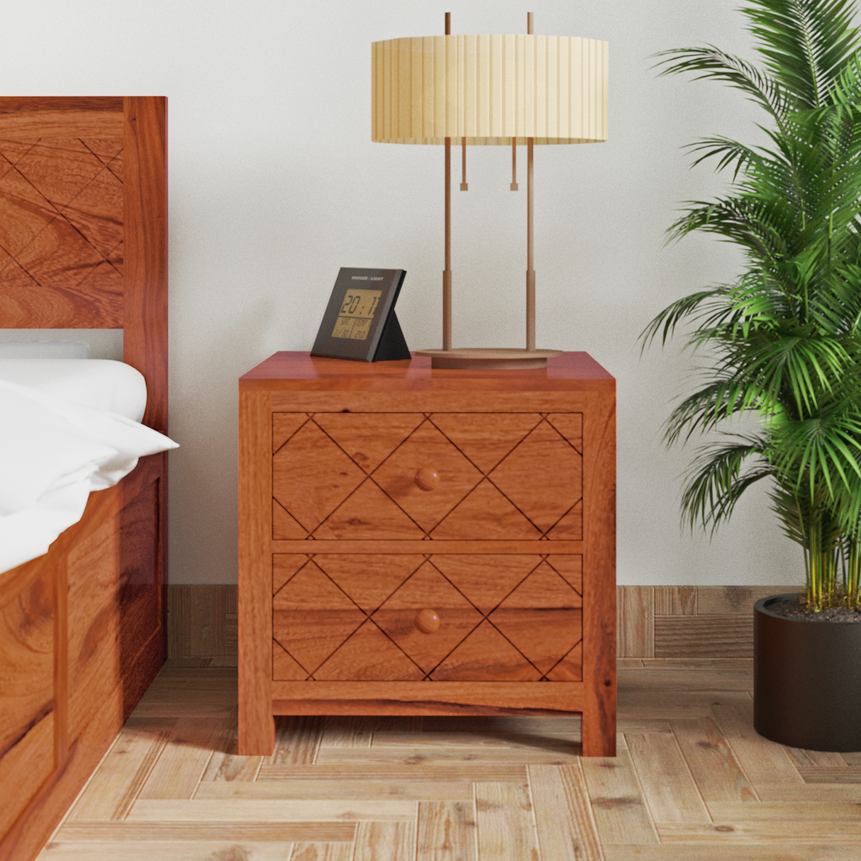 Lofted Sheesham Wood Bedside In Maharani color