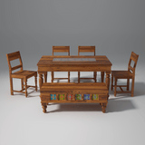 Keller Sheesham Wood Dining Table Set (6 Seater) In Reddish Rosewood