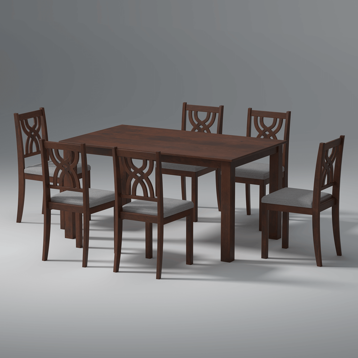 Oliver Mango Wood 6 Seater Dining set In Walnut