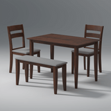 Redzepi Mango Wood Dining Table Set In Walnut Color with 4 Seating