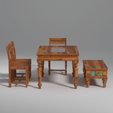 Keller Sheesham Wood Dining Table Set (6 Seater) In Reddish Rosewood