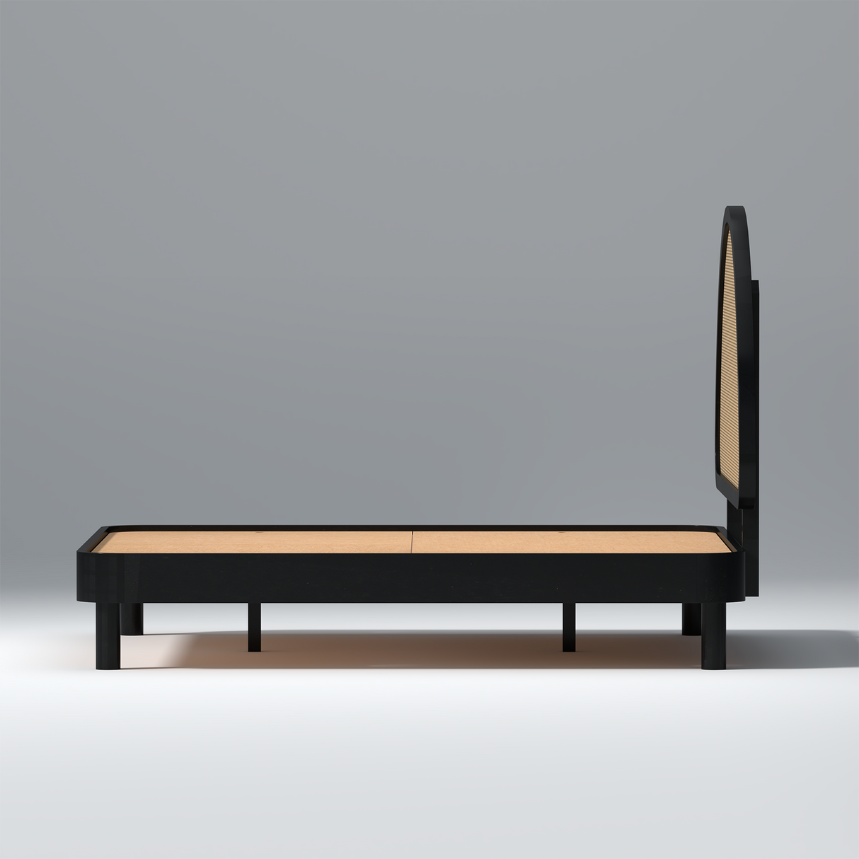 Glide Mango wood Bed Without Box Storage in Black Colour