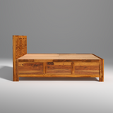 Ember Sheesham Wood Bed in Light Honey Finish With Box Storage