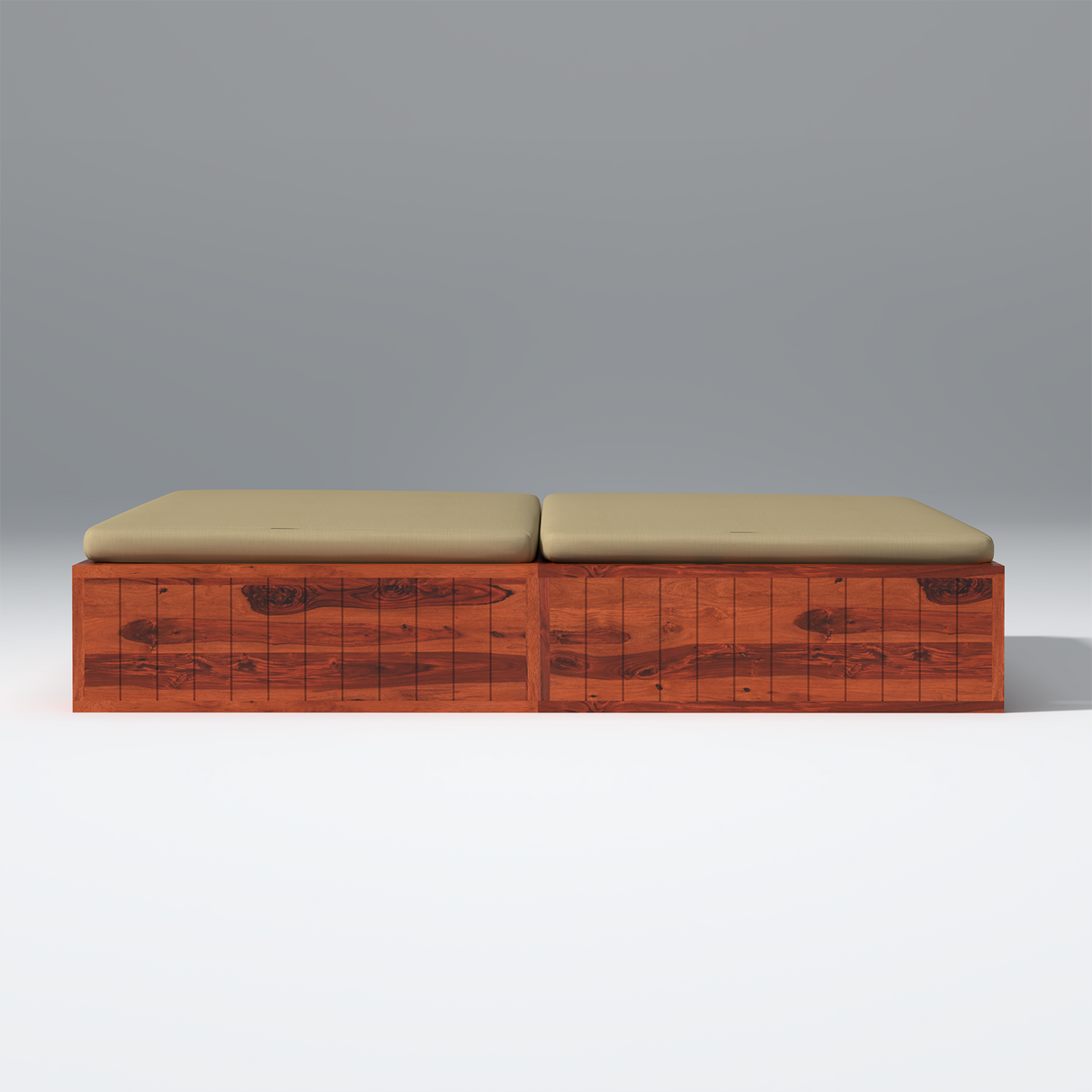 Plato Pod Sheesham Wood Sofa Cum Bed In Reddish Rosewood Color