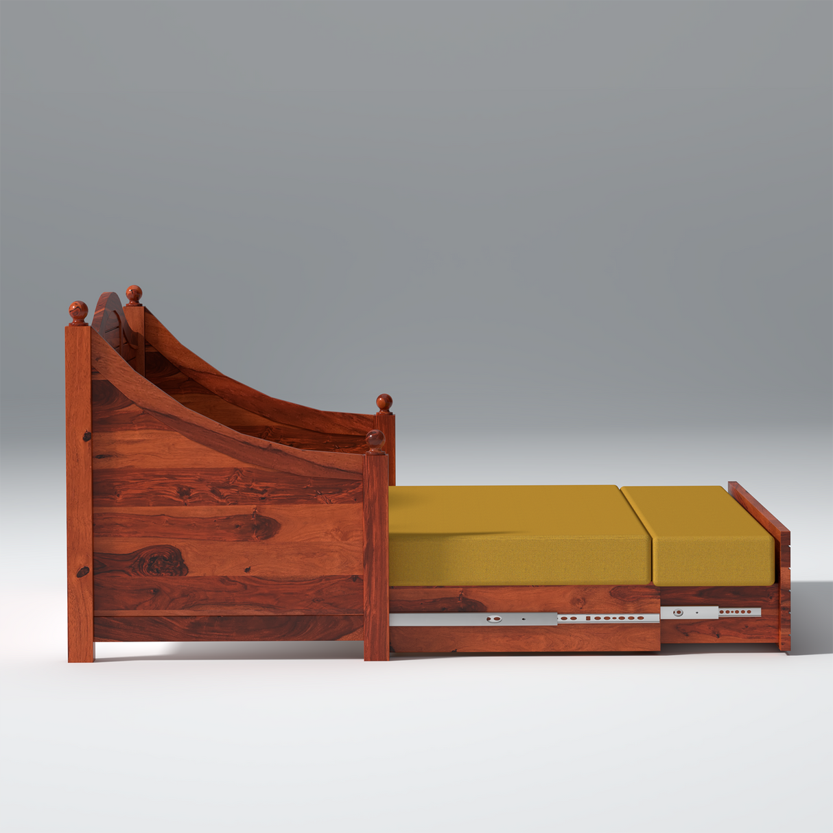 Noddings Nest Sheesham Wood Sofa Cum Bed In Reddish Rosewood