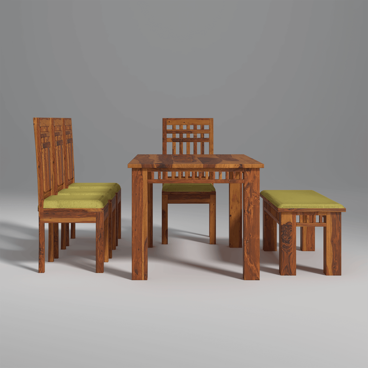 Axel Sheesham Wood Dining Table Set (6 seater) In Light Honey