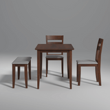 Redzepi Mango Wood Dining Table Set In Walnut Color with 4 Seating