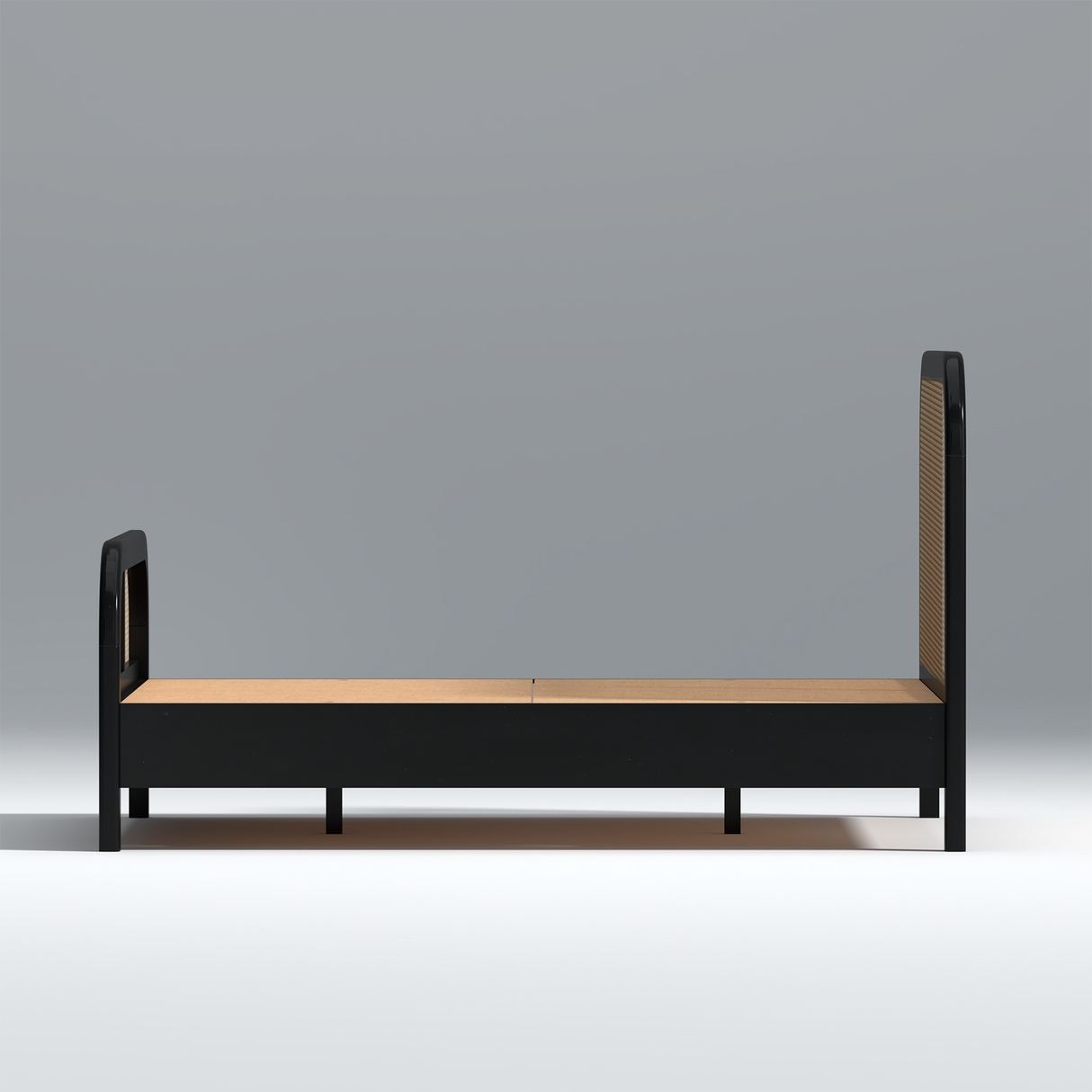 Cloud Mangowood King Size Bed Without Box Storage in Black Colour