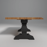 Lice Edge Mango And Acacia Wood 6 Seater Dining Table in Walnut and Black Finish