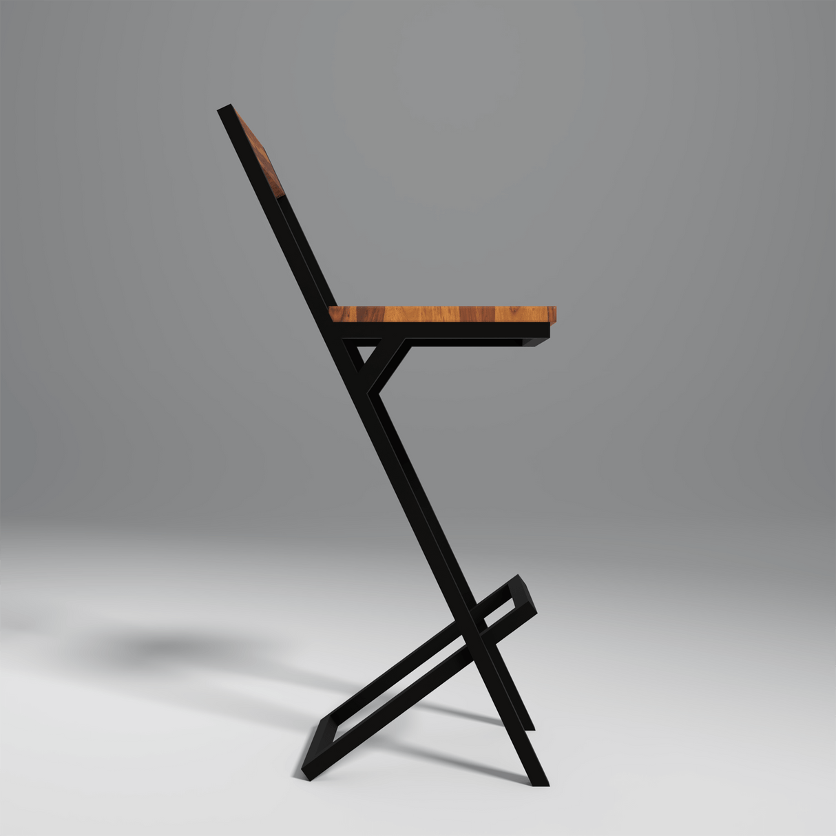 Sevio Iron And Sheesham Wood Bar Chair In Light Honey