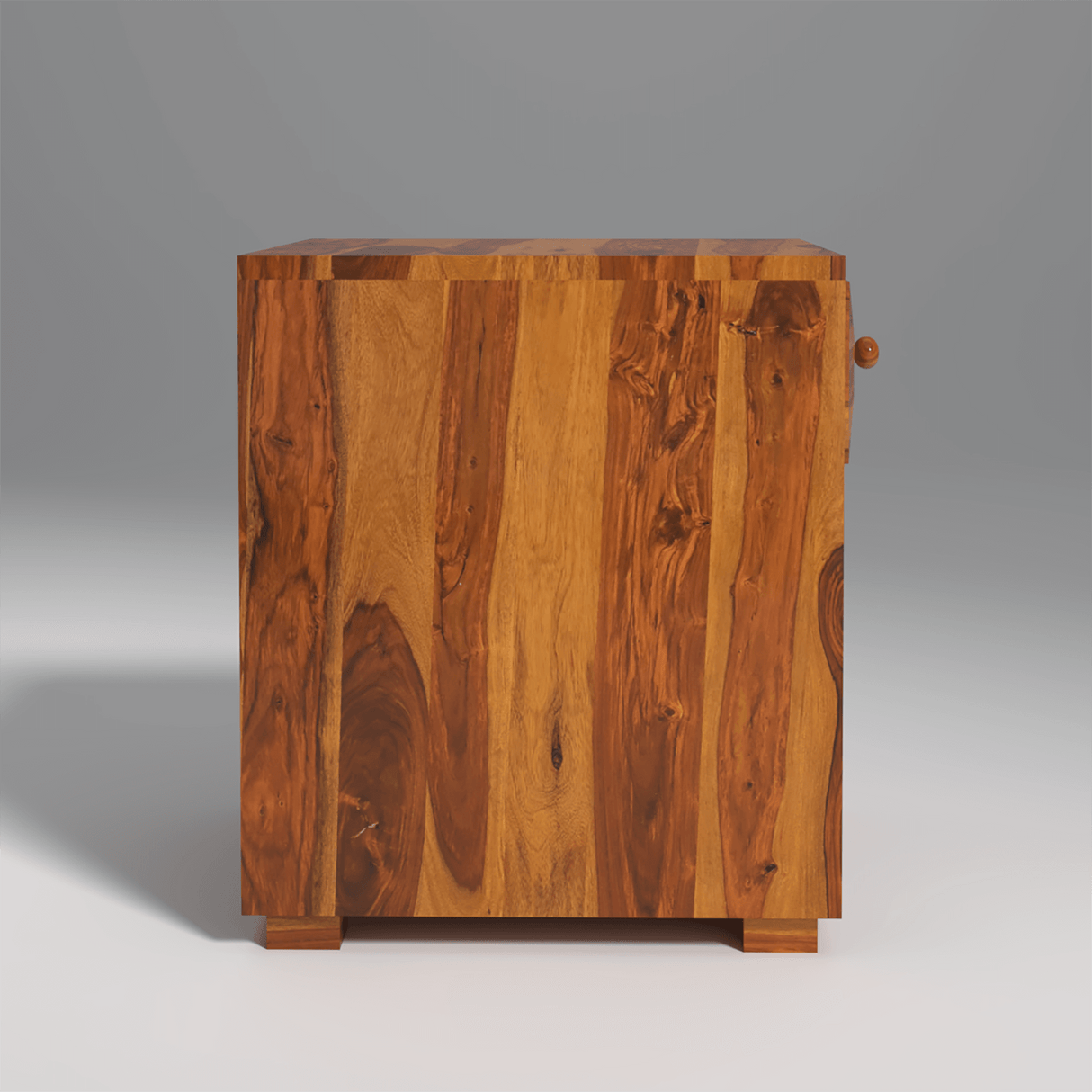 Rivo Sheesham Wood BedSide Table with Drawer In Light Honey