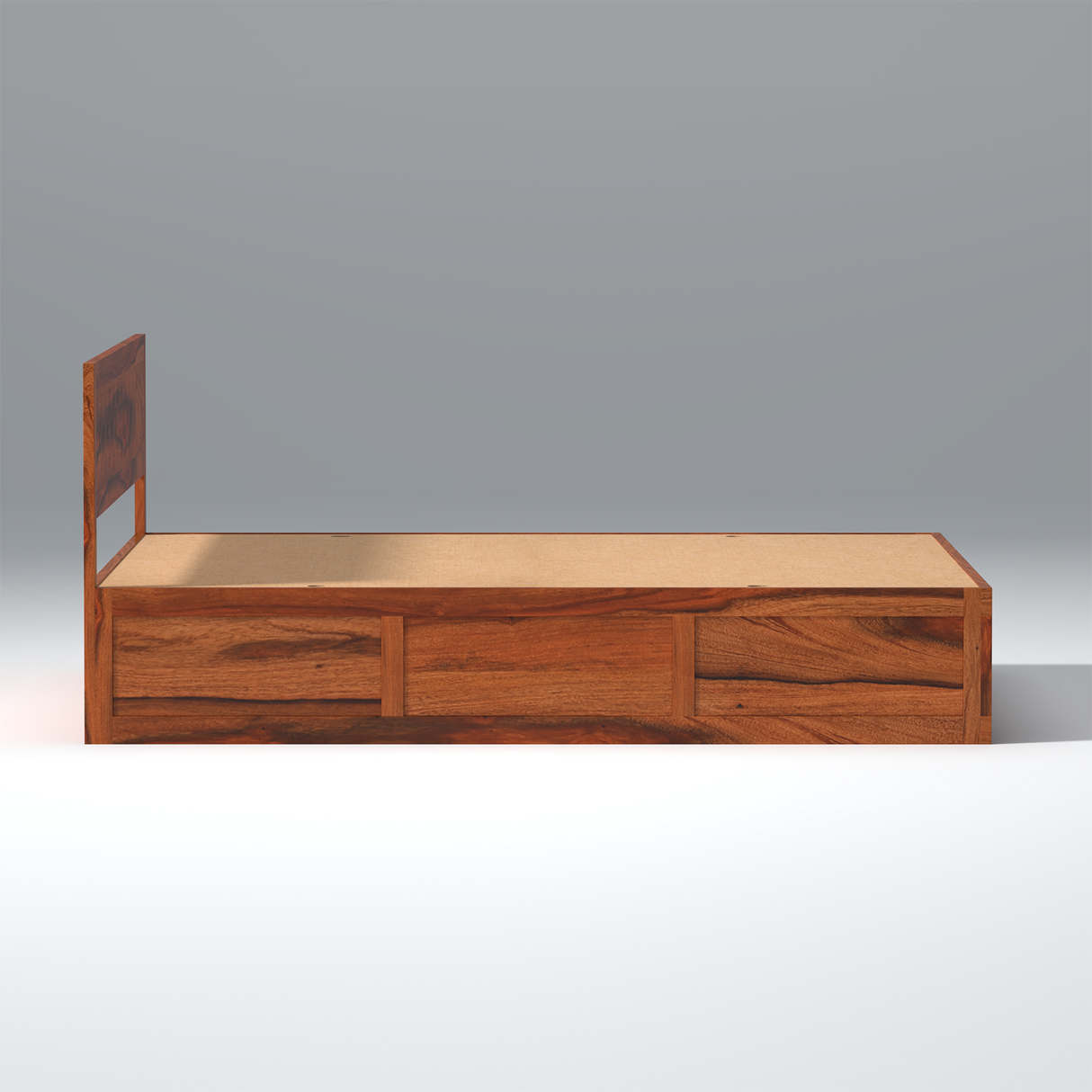 Lofted Sheesham Wood bed with Box Storage in Maharani Color