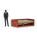 Plato Pod Sheesham Wood Sofa Cum Bed In Reddish Rosewood Color