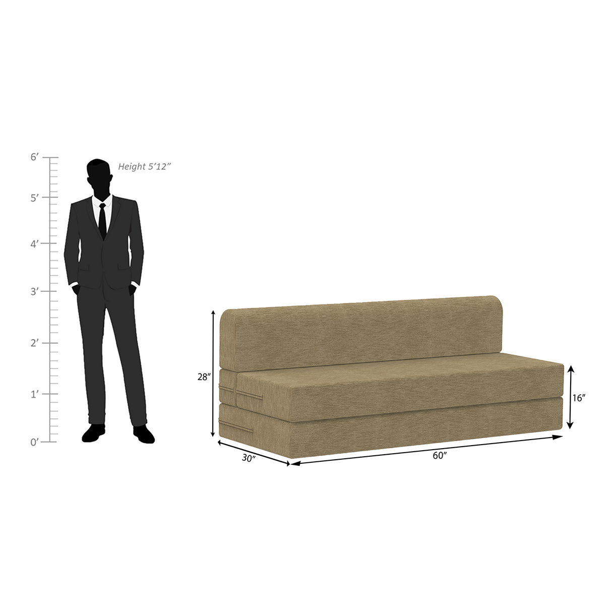 ComfortCraft Foam Sofa Cum Bed Without Box Storage