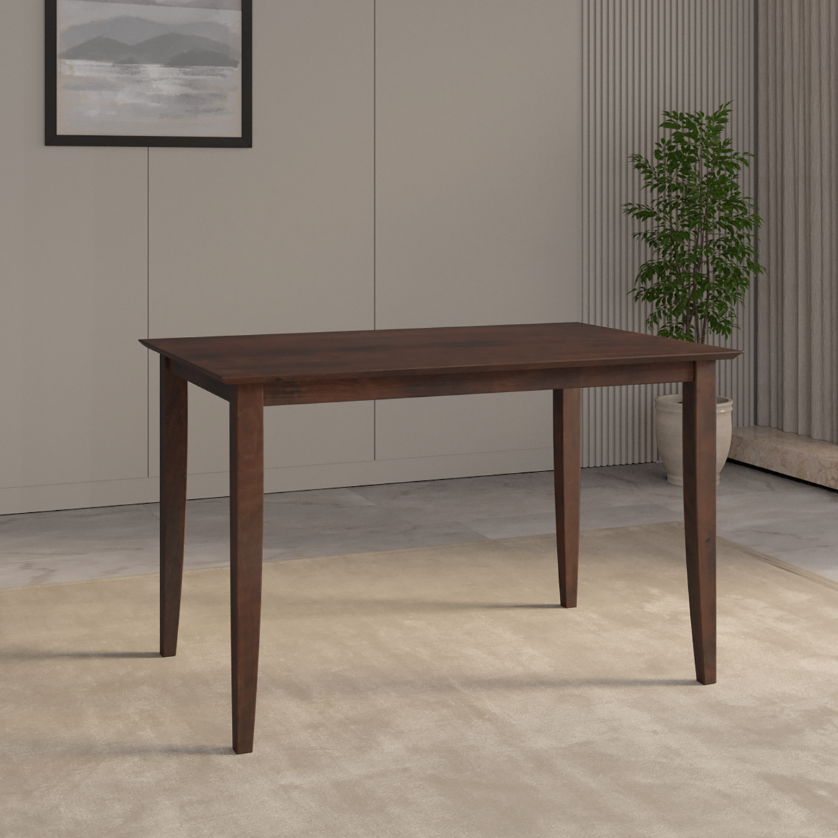 Redzepi Mango Wood Dining Table in Walnut Finish ( 4 Seater)