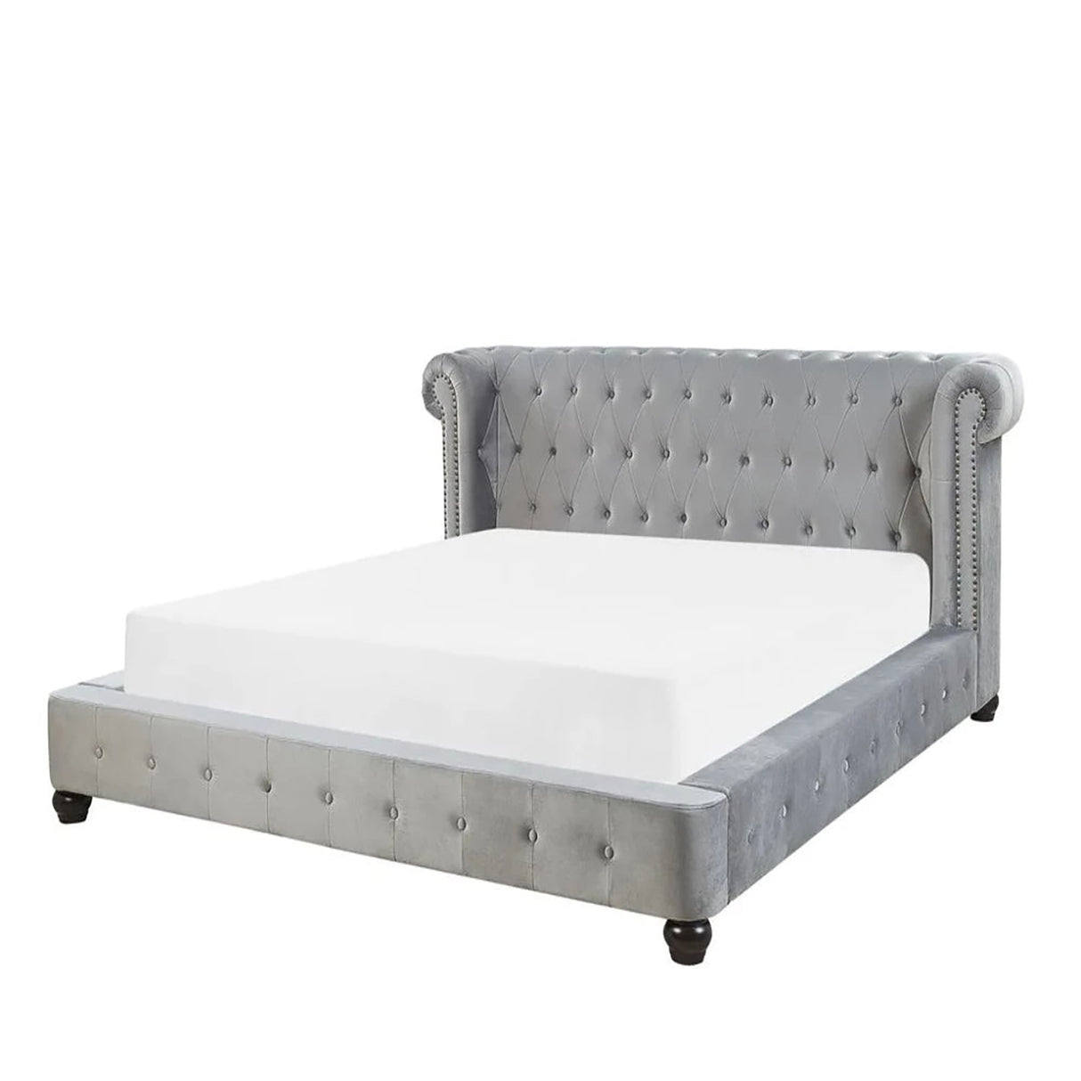 Logmore Upholstered Bed in Grey Colour With Box Storage